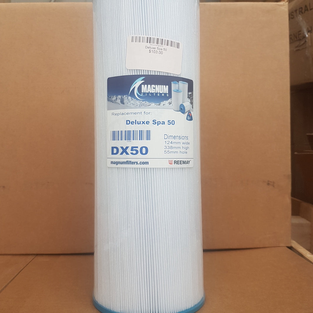 Magnum filter cartridge with label on a cardboard background