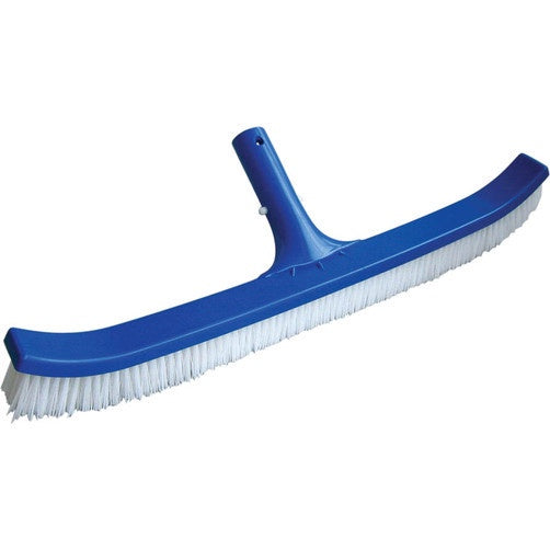 Blue and white pool brush on a white background