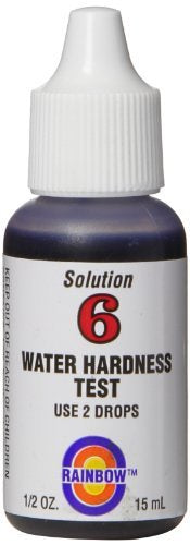 Bottle of Rainbow Solution 6 Water Hardness Test with white cap and label.