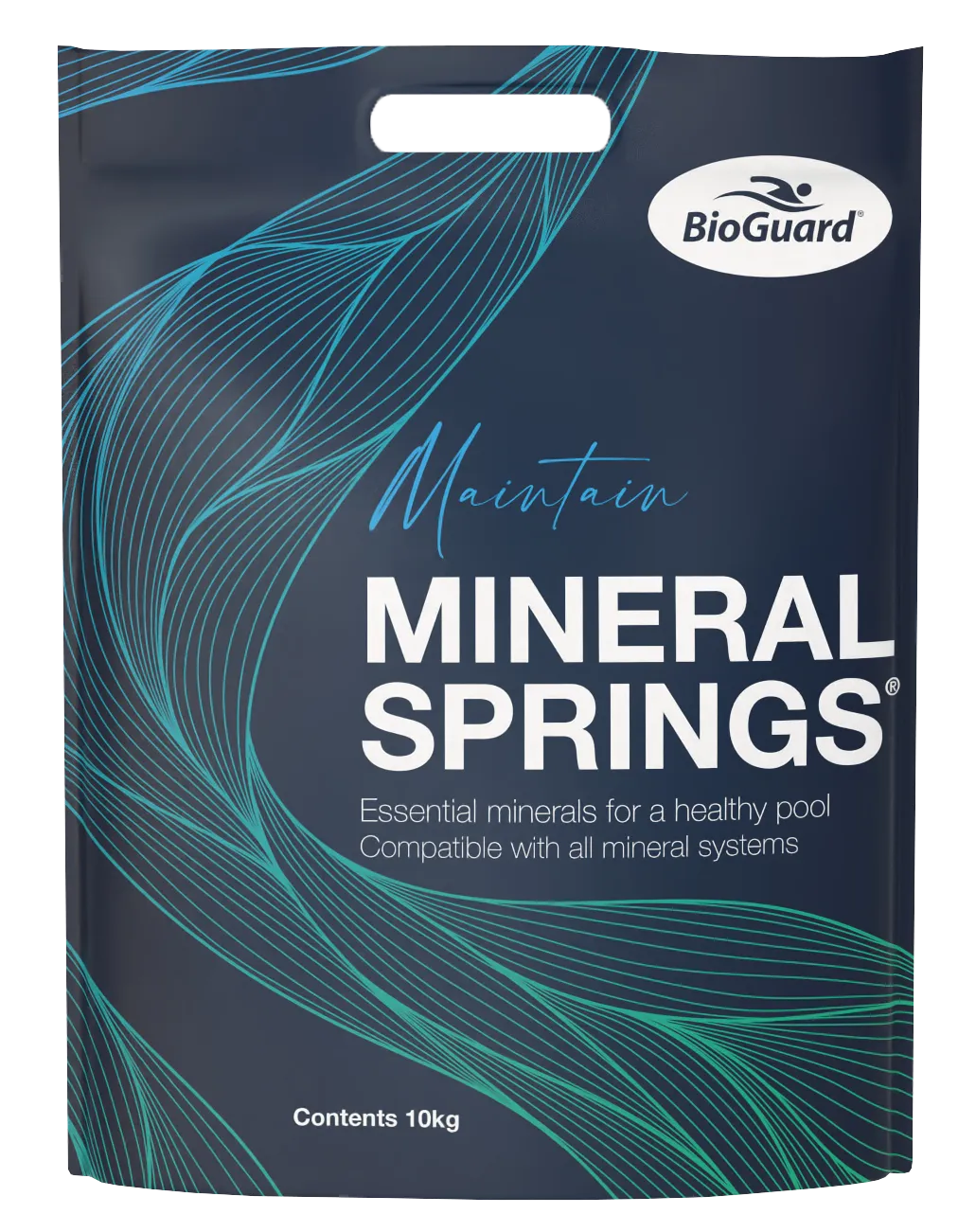 BioGuard Mineral Springs packaging with blue and white design