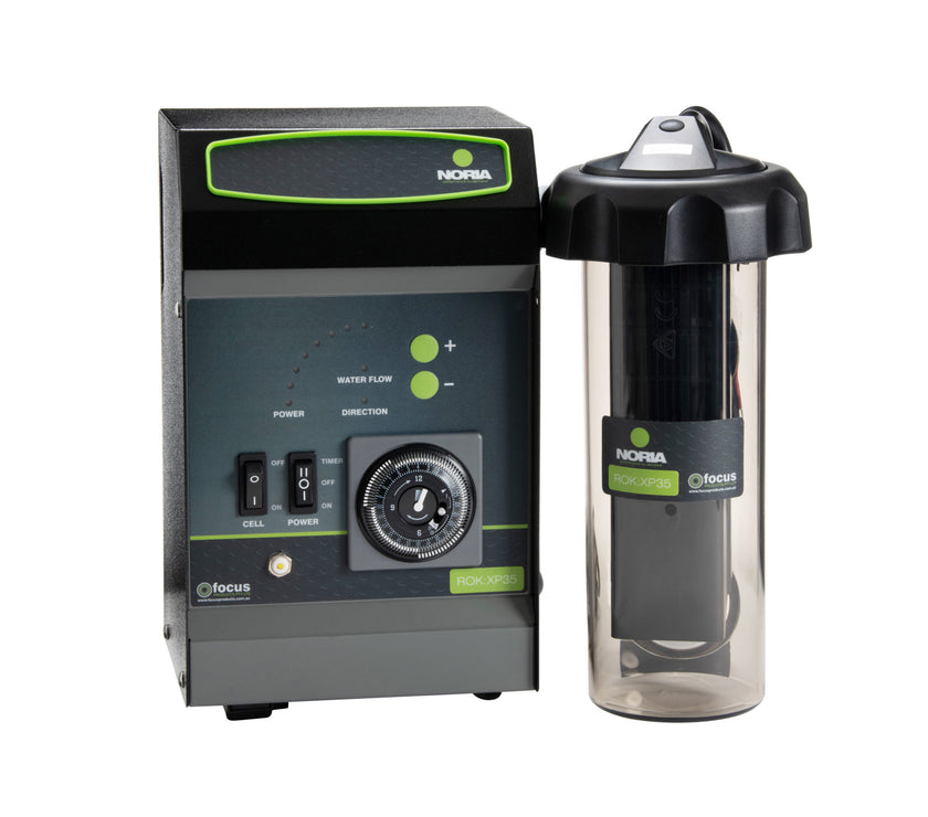 Norda water treatment system with control panel and clear container on a white background