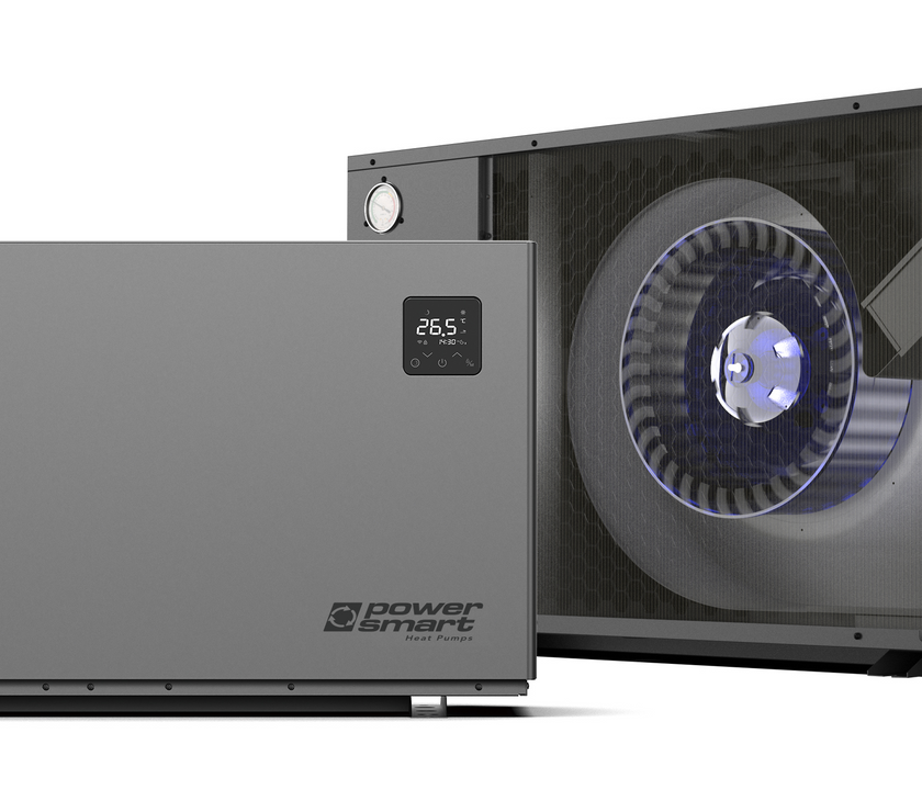 Computer case with power supply unit on a white background