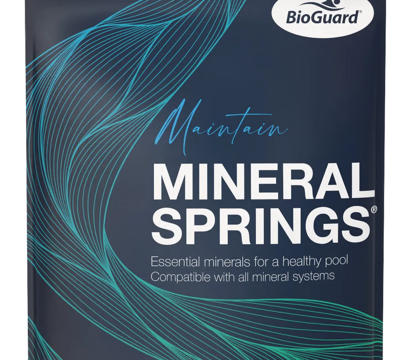BioGuard Mineral Springs packaging with blue and white design